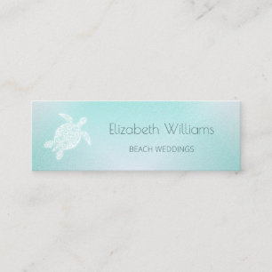 Carte De Visite Mini Code QR Tortue Turquoise Blanc Thème Turtle Beac