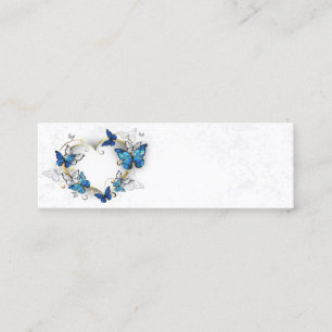 Carte De Visite Mini Coeur bijoux avec papillons Morpho