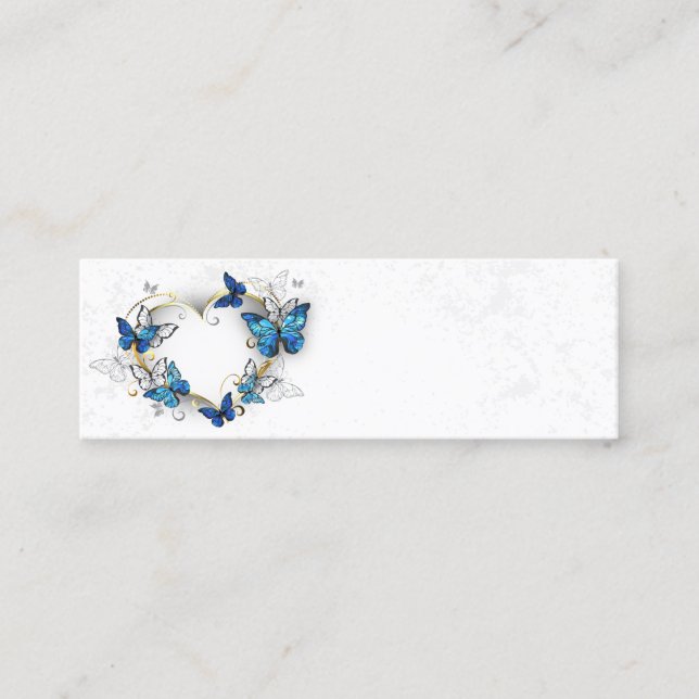 Carte De Visite Mini Coeur bijoux avec papillons Morpho (Devant)