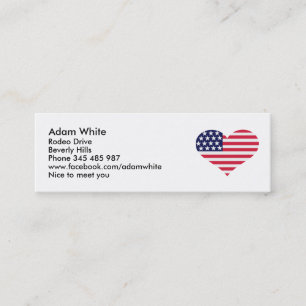 Carte De Visite Mini Coeur de drapeau des USA