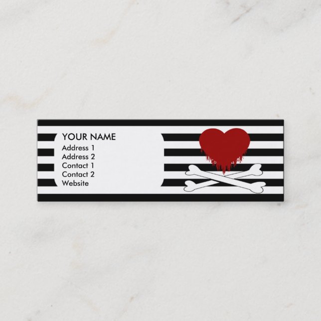 Carte De Visite Mini coeur et os croisés d'emo (Devant)