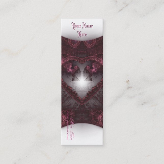 Carte De Visite Mini Coeur gothique pourpre 001 (Devant)