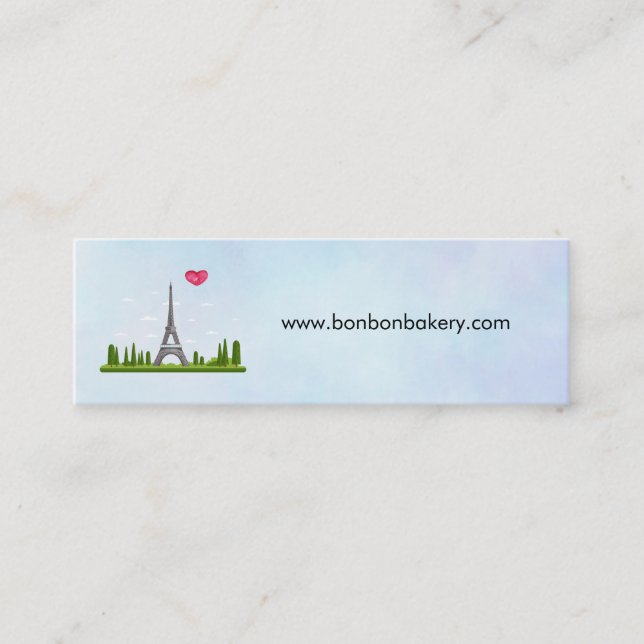 Carte De Visite Mini Coeur Paris avec la Tour Eiffel (Devant)
