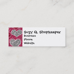 Carte De Visite Mini Coeurs de Bling d'amour de parties scintillantes