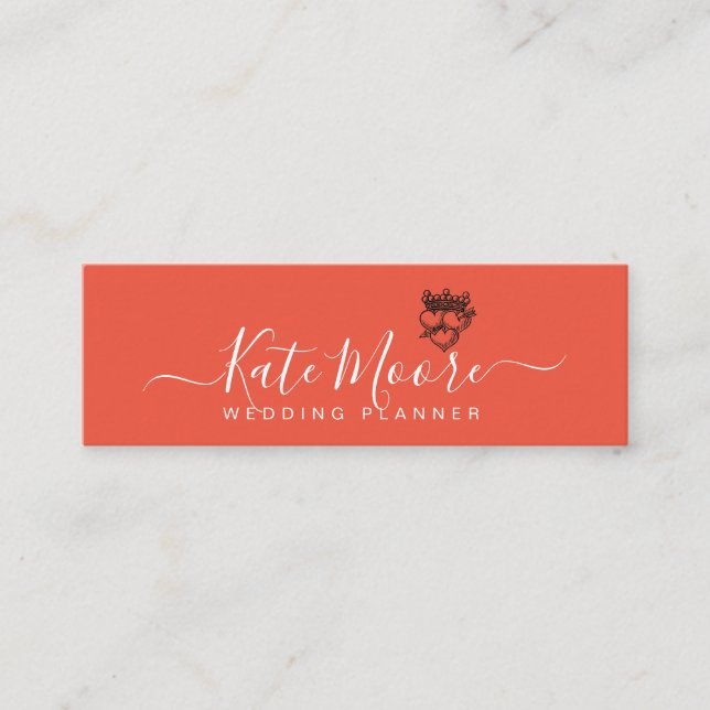 Carte De Visite Mini Coeurs de la Couronne wedding planner Rouge Orange (Devant)
