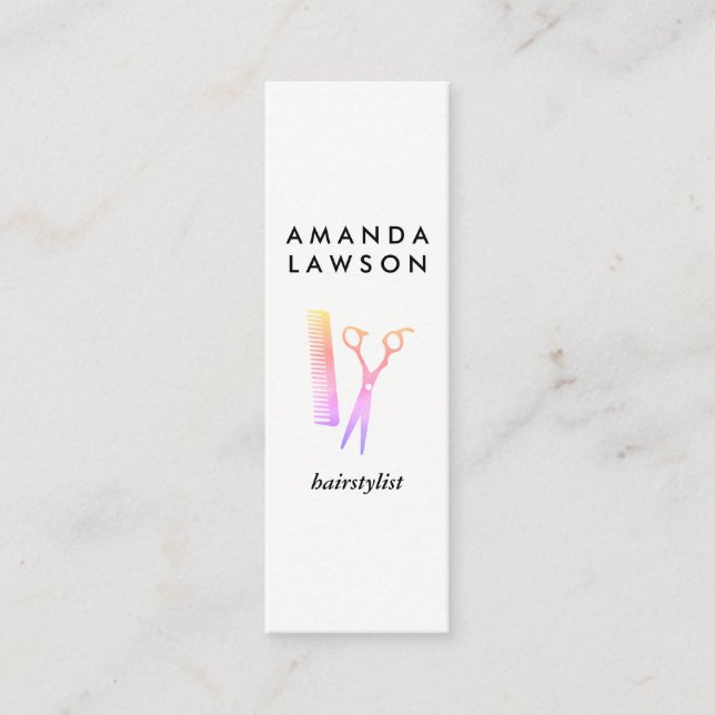 Carte De Visite Mini Coiffeur chic chic chaux et peigne (Devant)