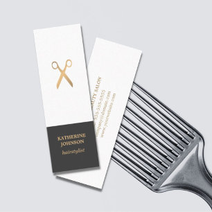 Carte De Visite Mini Coiffeur chic élégant simple de blanc d'or de Fa