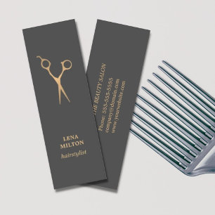 Carte De Visite Mini Coiffeur foncé chic élégant simple d'or de Faux