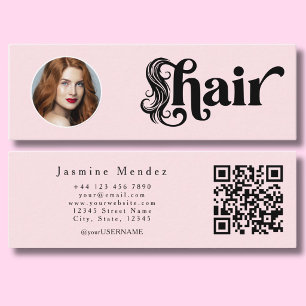 Carte De Visite Mini Coiffeur Photo Qr Rose Pâle