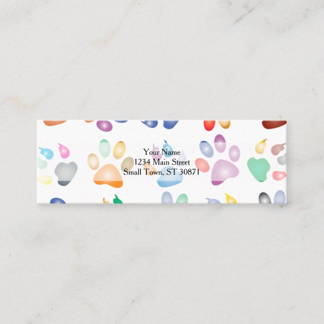 Carte De Visite Mini Colorful Paws (Devant)