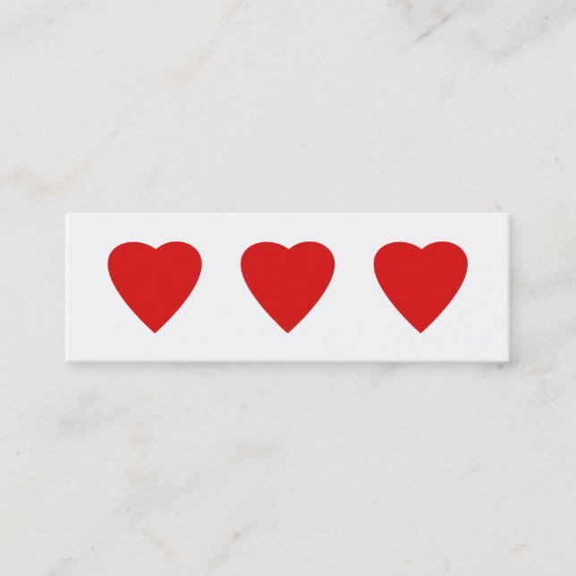 Carte De Visite Mini Conception rouge et blanche de coeur d'amour (Devant)