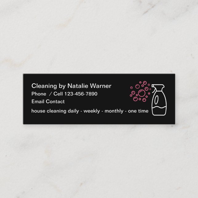 Carte De Visite Mini Conception simple de service mignon de nettoyage (Devant)