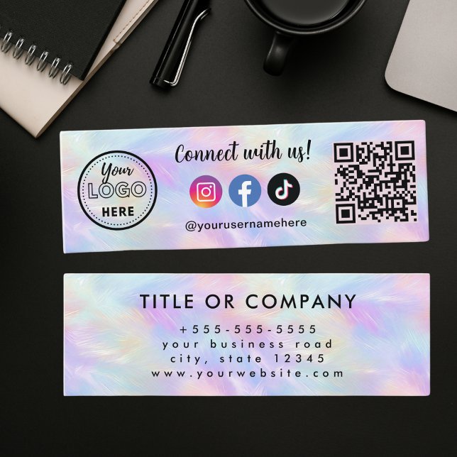 Carte De Visite Mini Connectez-Vous Avec Nous Iridescente Opal Code Qr  (Créateur téléchargé)