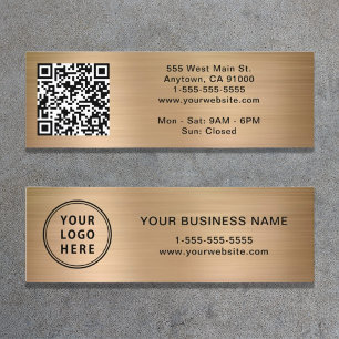 Carte De Visite Mini Connexion moderne avec nous Logo QR Code Gold