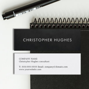 Carte De Visite Mini Conseillère minimaliste simple en noir blanc