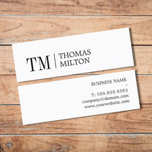 Carte De Visite Mini Consultant en monogramme moderne et élégant Blac