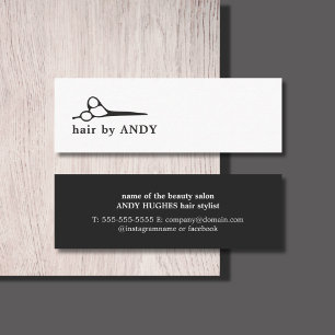 Carte De Visite Mini Cool moderne Ciseaux noir blanc cheveux