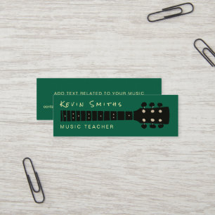 Carte De Visite Mini Cool Moderne Musique Enseignant Vert