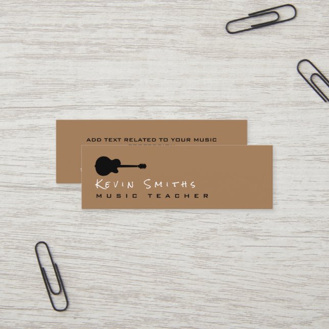 Carte De Visite Mini Cool Simple moderne professeur de guitare (Devant/Arrière en situation)