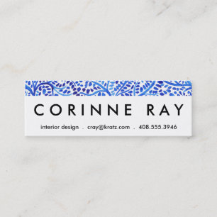 Carte De Visite Mini Copie de feuille peinte par classique bleu de