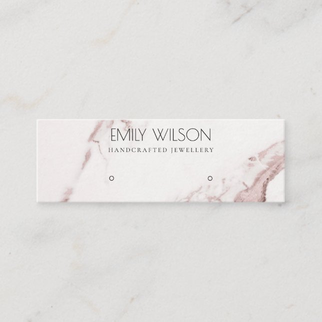 CARTE DE VISITE MINI COPPER BLUSH ROSE MARBRE STUD EARRING AFFICHER LOG (Devant)