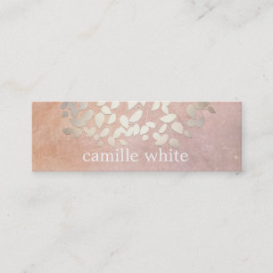 Carte De Visite Mini Cosmetologie Élégante Faux Gold Foil Feuilles Peac