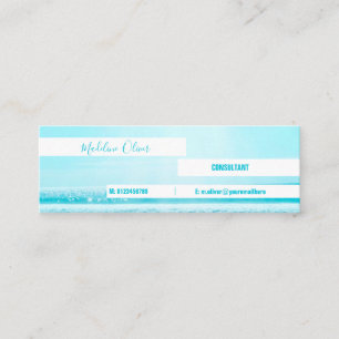 Carte De Visite Mini Côté mer Océan Bleu Plage Blanc Moderne