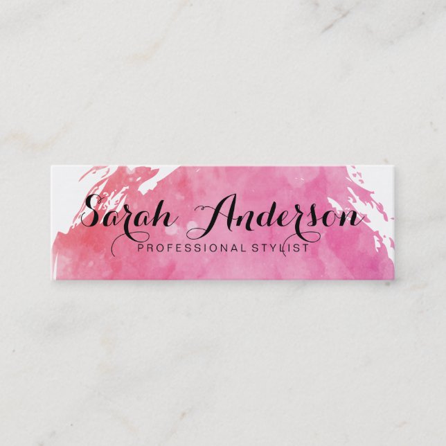 Carte De Visite Mini Couleur d'eau rose Texte chic (Devant)