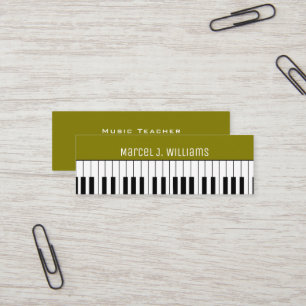 Carte De Visite Mini Cours de piano Professeur de musique Olive