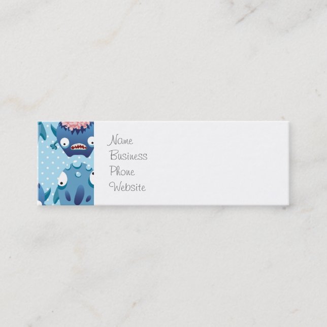 Carte De Visite Mini Crazy Blue Monsters amusants Créatures Cadeaux pou (Devant)