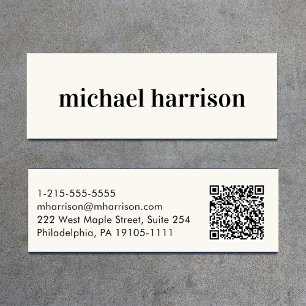 Carte De Visite Mini Crème de code QR moderne minimale