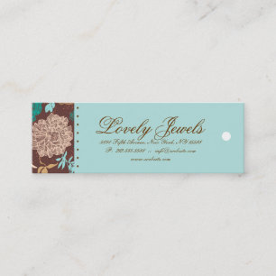 Carte De Visite Mini Crème florale vintage de brun bleu de vêtements de