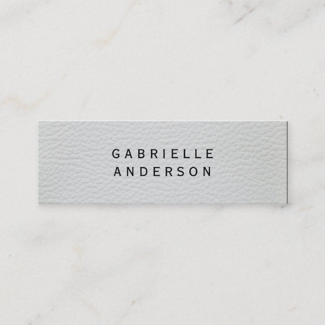 Carte De Visite Mini Cuir blanc élégant professionnel (Devant)
