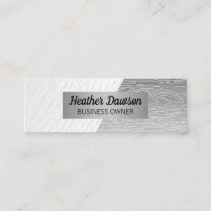 Carte De Visite Mini Cuir blanc   Lignes naturelles   Bloc couleur