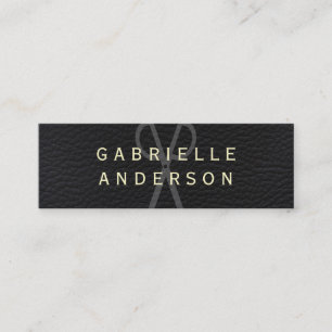 Carte De Visite Mini Cuir noir élégant professionnel avec texte gras