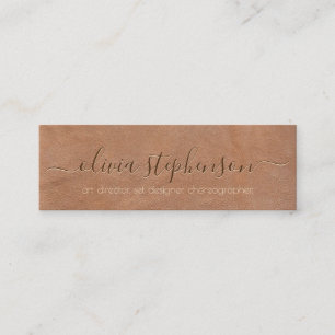 Carte De Visite Mini Cuir synthétique brun moyen doux minimaliste