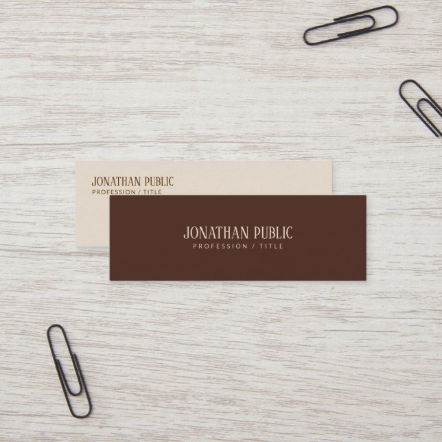 Carte De Visite Mini Custom Modern Stylish Brown & Beige Template Mini (Devant/Arrière en situation)