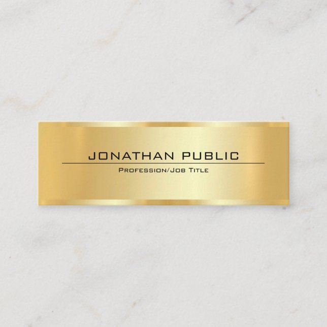 Carte De Visite Mini Customer Professional Elegant Faux Gold Template (Devant)