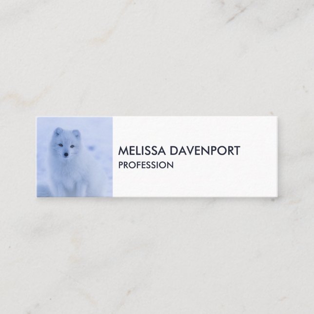 Carte De Visite Mini Cute Arctic Fox sur Snowy Winter Arrière - plan (Devant)