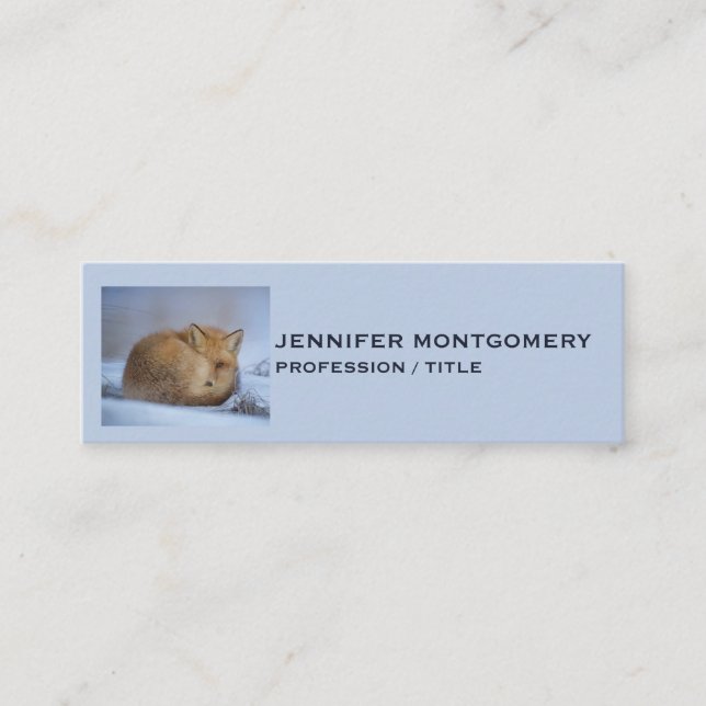 Carte De Visite Mini Cute Little Fox Curling Up Winter Photo (Devant)