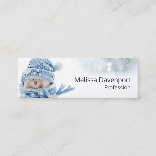 Carte De Visite Mini Cute Snowman au photographe de Christmas (Devant)