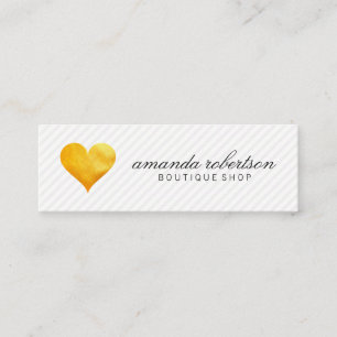 Carte De Visite Mini Cutesy Gold Heart Stripe Motif