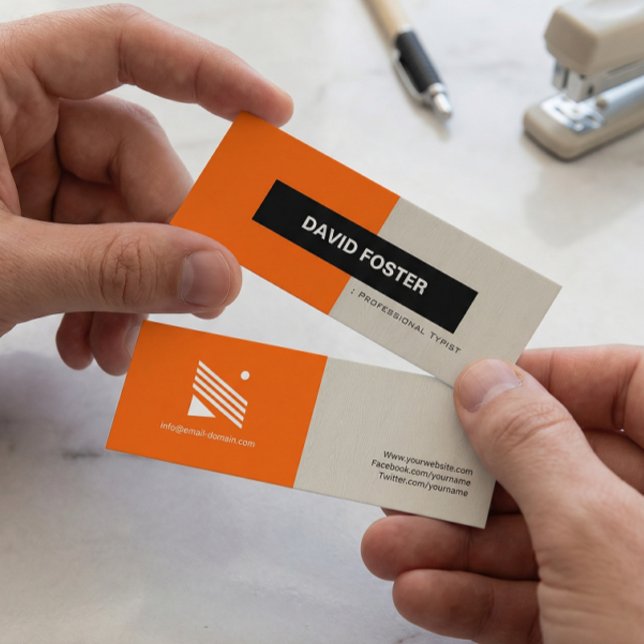 Carte De Visite Mini Dactylo professionnel - Simple Élégant Stylé (Créateur téléchargé)