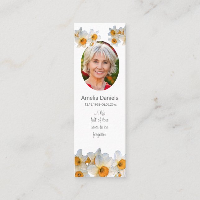 Carte De Visite Mini Daffodil Funeral Mini Bookmark Prayer Card (Devant)