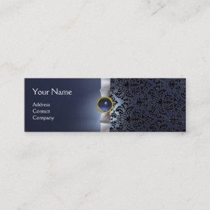 Carte De Visite Mini DAMASK MONOGRAM ruban de gemme blanc violet