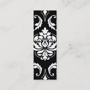 Carte De Visite Mini Damassé de diamant dans le blanc sur le noir