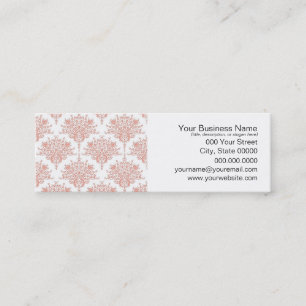 Carte De Visite Mini Damassé floral en corail et blanc