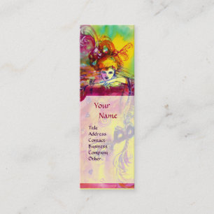 Carte De Visite Mini DAME AVEC CHAT NOIR / Bal mascarade vénitienne