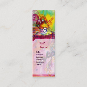 Carte De Visite Mini DAME AVEC CHAT NOIR / Bal mascarade vénitienne