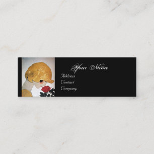 CARTE DE VISITE MINI DAME AVEC ROSE ROUGE BEAUTY MODE COSTUME DESIGNER